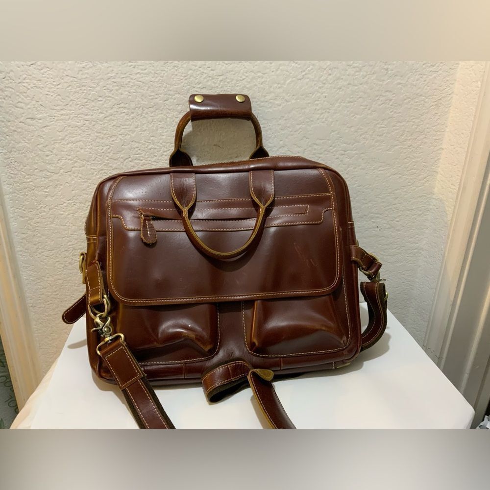 Iswee Leather Briefcase Crossbody Messenger Bag